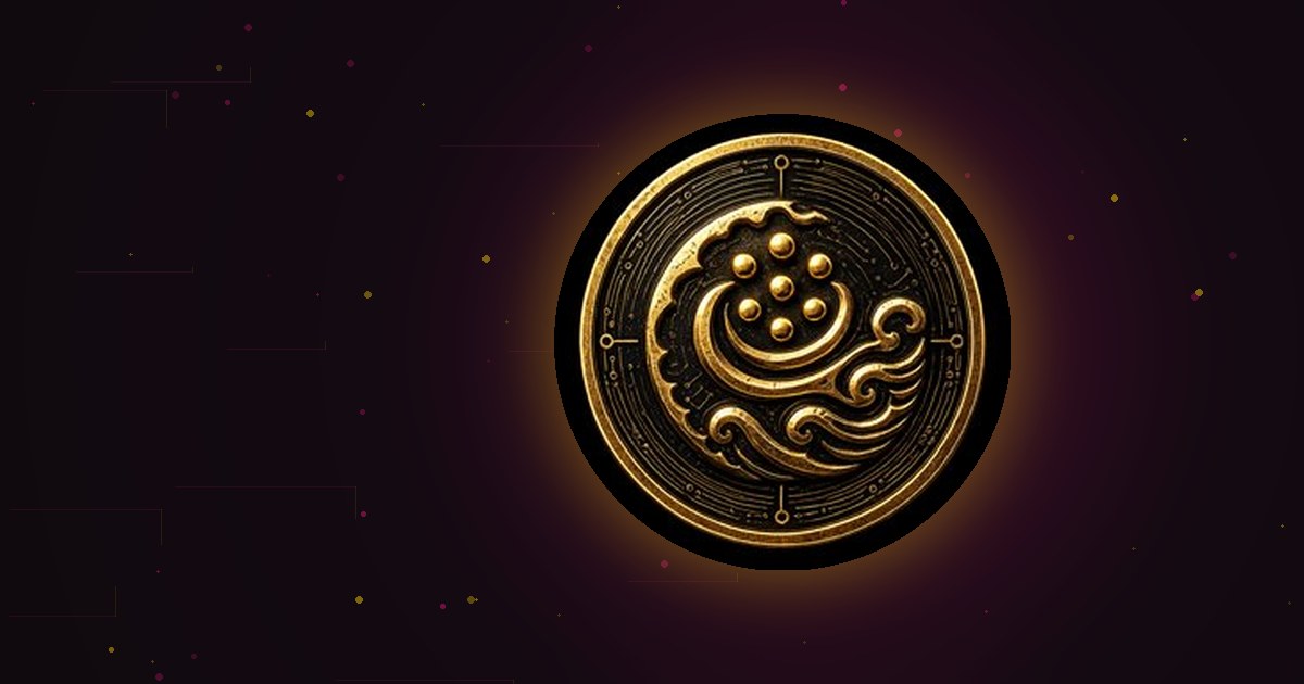 Token $AGD dorado de Asgard sobre fondo negro, economía de reputación Proof of Skill