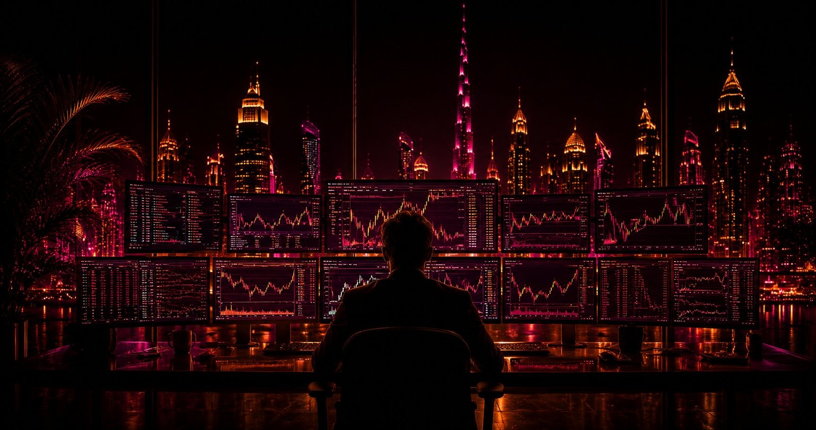 Trader operando frente a múltiples pantallas
